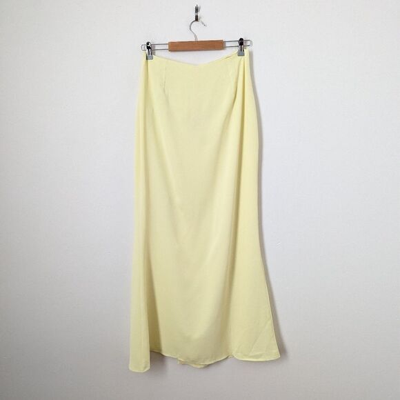 NWT Runaway The Label lemon butter pale yellow rhinestone lace up Draped skirt - Picture 5 of 6